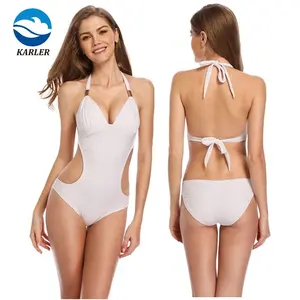 Wholesale Sexy Swimwear White Polyamide Waisted Cut Out Best Sexy Bikini Swimsuit