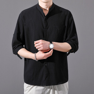 Men's Plus Size Extra Large Vintage Three Quarter Sleeve Cotton Blend Casual Shirts Summer Loose Durable - Product Image 3