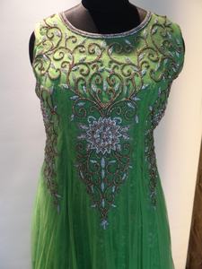 Ropa de lino de fiesta de diseñador para mujer, ropa de longitud completa, anarkali cosido, pesado, de trabajo, color amarillo, indio - Product Image 4