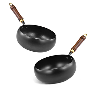 Poêle à frire en acier au carbone pré-assaisonnée <span class=keywords><strong>de</strong></span> 24-26 cm, wok profond <span class=keywords><strong>de</strong></span> 1,4 mm sans revêtement chimique pour restaurants et hôtels - Product Image 2