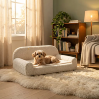 Canapé-lit de luxe en polaire Sherpa pour chien, coussin moelleux pour chat et chiot, mobilier confortable et chaud pour petits animaux avec dossier surélevé