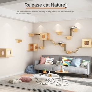 <span class=keywords><strong>Arbre</strong></span> à <span class=keywords><strong>chat</strong></span> en bois massif de haute qualité <span class=keywords><strong>avec</strong></span> cadre d'escalade mural noir grattoir mur hamac maisons pour animaux de compagnie meubles - Product Image 3