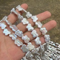 Chaîne de perles d'eau douce naturelles baroques iridescentes blanches de qualité AA, longueur 38 cm, 27 perles