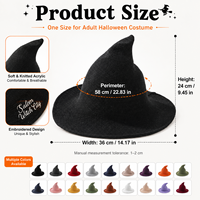 Sombrero de Bruja Personalizado para Mujer, de Acrílico Tejido, con Logotipo Bordado, para Disfraces, Cosplay y Venta al por Menor