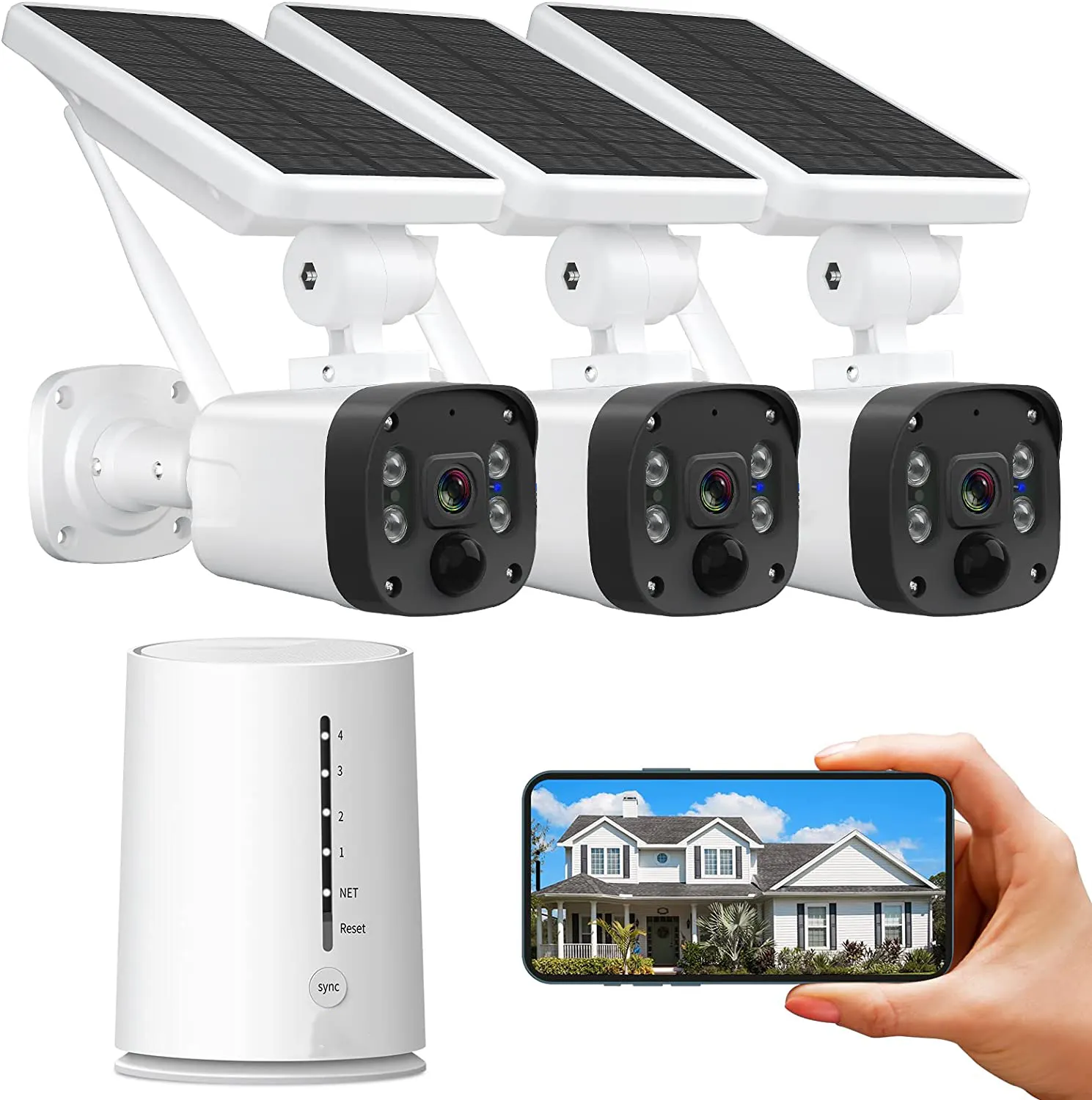 Sistema cctv sem fio alimentado por bateria, filmadoras solares de 3mp e kit de gravação nvr com cartão micro sd