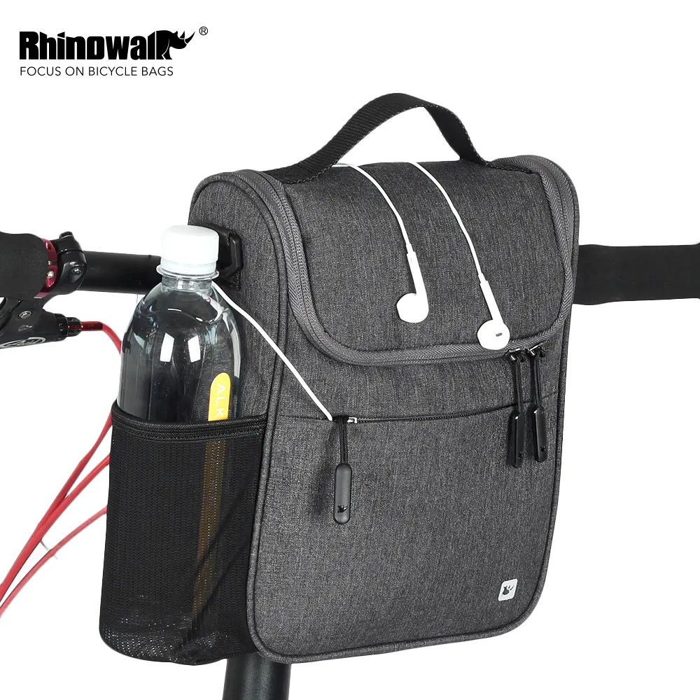 Rhinowalk 5L MTB Road Bike Front Tube Bag Multifunction Handlebar Bag Large Capacity Cycling Shoulder Bag with Waterproof Cover