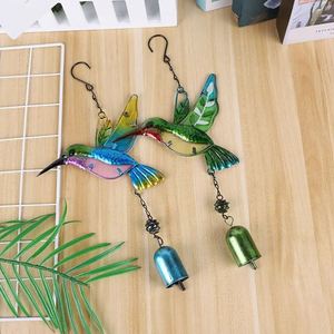 Wind Chime Hummingbirds Dragonflies Metal Glass Painted <b>Crafts</b> Hanging Pendants Home Garden Outdoor Courtyard Decor - Product Image 4