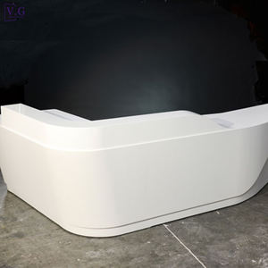 Bureau de réception personnalisé sur mesure en surface solide blanche incurvée à 2 places pour immeuble de bureaux - Product Image 2