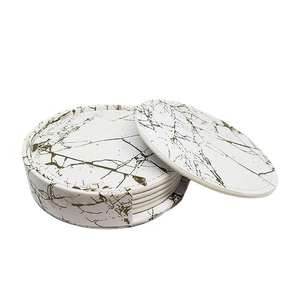 Sous-verres thermiques en cuir synthétique avec motif marbré antidérapant pour tasses à café - Product Image 5