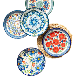 Plato de hueso de cerámica de pulido de cerámica de 6,5 pulgadas de diseño bohemio, plato pequeño desechable para uso doméstico para platos fríos, frutas, aperitivos, huesos - Product Image 1