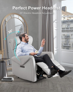Sillón Reclinable de Gravedad Cero <span class=keywords><strong>MANWAH</strong></span>, Eléctrico, de Cuero Genuino, con Reposacabezas Eléctrico y Puerto USB-C para Sala de Estar - Product Image 3