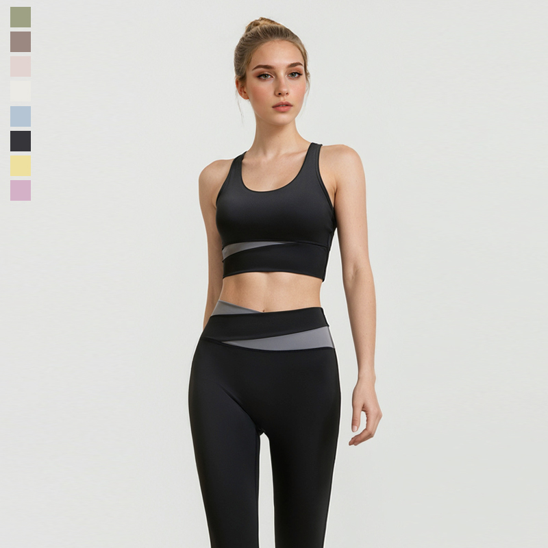 Custom Summer Breathable 4-Way Stretch Sports Bra Gym Tank Top Compression Tummy Control High Cross Waist Fitness Yoga Leggings