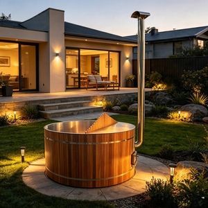 <span class=keywords><strong>Bañera</strong></span> de Hidromasaje Moderna de Leña, Fácil de Instalar, Hecha de Acero Inoxidable, Apta para Usar en Villas y Gimnasios - Product Image 1