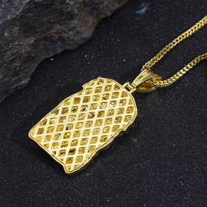 MSN-873 S925 Jesus Face Pendant Gold Plated Religious <b>Charm</b> Unisex Jewelry Christian Theme Hip Hop Style - Product Image 4