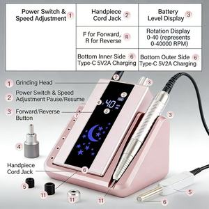 Nueva Máquina de Pulir <span class=keywords><strong>Uñas</strong></span> Inalámbrica de Alta Velocidad By03, Portátil, Silenciosa, con Carga, 0-35000 rpm - Product Image 2