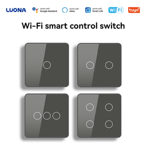 Interruptor <span class=keywords><strong>de</strong></span> Pared Inteligente Compatible con Alexa y <span class=keywords><strong>Google</strong></span>, 1/2/3/4 Botones, Marco <span class=keywords><strong>de</strong></span> Plástico, Panel <span class=keywords><strong>de</strong></span> Vidrio Templado, WiFi, Zigbee, Táctil - Product Image 1