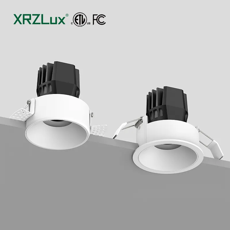 XRZLux ETL LED COB 통 라이트 10W 임베디드 알루미늄 LED 천장 스포트라이트 라운드 LED 매입형 통 홈 및 호텔 조명