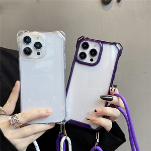 Étui Transparent antichoc pour <span class=keywords><strong>iPhone</strong></span> 14 13 12 11 Pro Max X Xs <span class=keywords><strong>XR</strong></span> Max 7 8 Plus, <span class=keywords><strong>coque</strong></span> à <span class=keywords><strong>bandoulière</strong></span> - Product Image 2