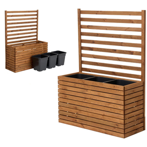 Bac à légumes surélevé en <span class=keywords><strong>bois</strong></span> de pin traité sous pression avec treillis et revêtement amovible de 18 L <span class=keywords><strong>pour</strong></span> plantes grimpantes sur balcon ou terrasse - Product Image 5