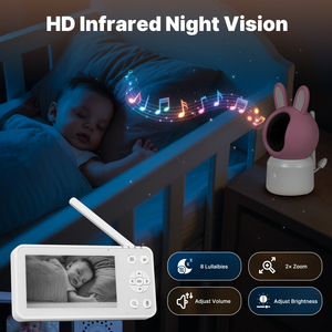 Telecamera di Sicurezza WiFi Tuya Smart Home per Bambini e Animali Domestici con Schermo LCD da 4,5 Pollici, <span class=keywords><strong>Zoom</strong></span> PTZ, Sensore di Temperatura e Ninna Nanna - Product Image 4