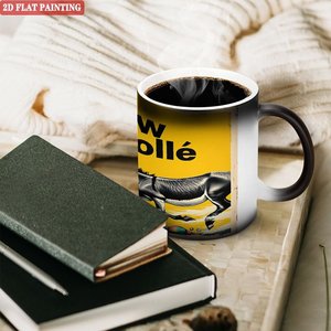 Mug en céramique noir givré à bords arrondis lisses de 11 oz, changeant de couleur, avec motif âne - Product Image 3