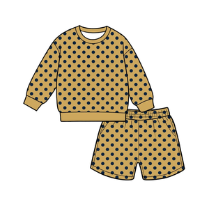 Vêtements pour enfants en gros, hauts à manches longues et shorts, ensembles de shorts pour bébés filles avec des pois colorés - Product Image 3