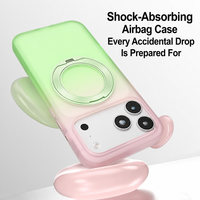 Coque de téléphone magnétique dégradée Macaron avec support pour iPhone 17 Pro 18 Pro Max, toucher doux, anti-traces de doigts, TPU + PC antichoc
