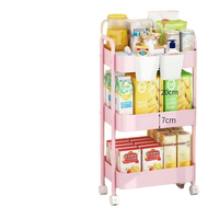 Chariot de rangement léger à roulettes avec poignée pour chambre à coucher, collations, jouets et cosmétiques