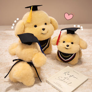 Großhandel Graduate Doctor Dog Plüschtiere Netter Graduate Dog mit Hut und Lätzchen Kuscheltier Abschluss feier Geschenk - Product Image 4