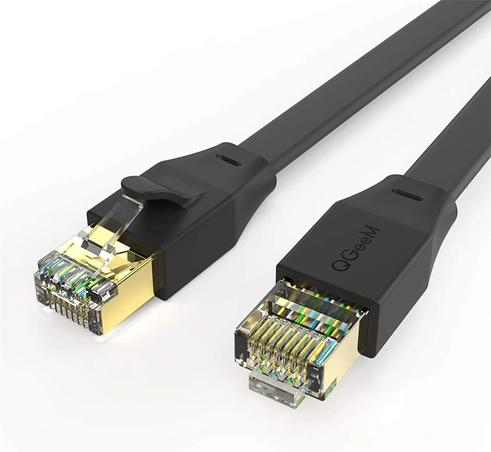 Ethernet Cable Cat 8, QGeeM Internet Network Computer Patch Cord,Super Speed Rj45 Connector LAN Wire Internet Cable