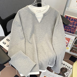 Maglietta <span class=keywords><strong>Termica</strong></span> a Maniche Lunghe da <span class=keywords><strong>Uomo</strong></span> in Cotone 100% 250 Gsm con Colletto a Due Strati Grigio Lavorato a <span class=keywords><strong>Maglia</strong></span> - Product Image 2