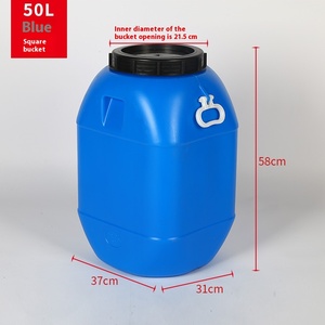 50L recyclable de qualité alimentaire épaissi en plastique sérigraphié seau Enzyme stockage de l'eau chimique seau baril <span class=keywords><strong>bleu</strong></span> noir <span class=keywords><strong>couvercle</strong></span> - Product Image 6