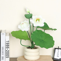 Fleur de lotus artificielle en PVC, plante en pot, arrangement décoratif hydroponique de fausse verdure pour hall d'hôtel et décoration intérieure