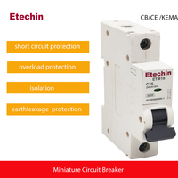 Etechin 6ka miniatur pemutus sirkuit, 1P AC MCB 250 vtiang tunggal disjones cteur DIN Rail Tipe C CB MCB