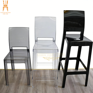 Sgabello da Bar in Acrilico con Schienale, Design Moderno, Sedia in Plastica PC Resistente per <span class=keywords><strong>Cucina</strong></span>, Bar, Caffè, Sala da Pranzo, Ristorante, Eventi, Matrimoni - Product Image 1