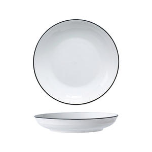 Peralatan makan bermata-hitam putih gaya Nordic untuk restoran porselen mangkuk sendok piring Set alat makan keramik putih - Product Image 5