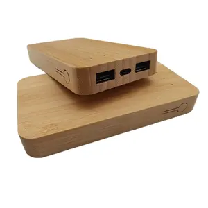 Portable Customized Bamboo Power Supply Wireless Charging Wooden Power Bank Portable Wood Mobile Power Supply Wholesale Gifts