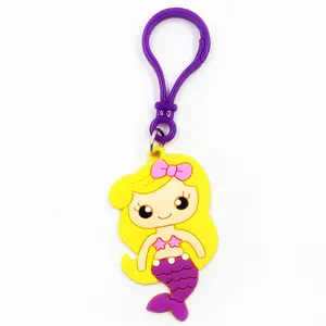 Wholesale Mermaids Rubber Pvc Keychain 2D Silicone Keyring Personalized Custom Design Keychains