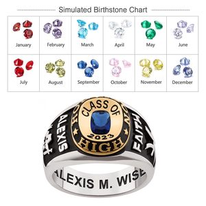 Quà Tặng Tốt Nghiệp Tùy Chỉnh 925 Sterling Silver Bạc Trường Trung Học Và Đại Học Sinh Viên Tốt Nghiệp Birthstone Lớp Nhẫn - Product Image 3