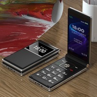 Téléphone Portable à Clapet Pliable pour Seniors, Double Écran, Grosses Touches, Son Fort, Appel d'Urgence SOS, Numérotation Rapide, Liste Noire, Double Carte SIM, Double Lampe Torche