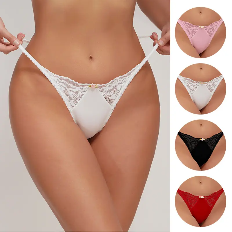 Échantillon gratuit vente en gros string de luxe blanc XS sans couture Pantis de femme culotte en dentelle string pour femmes