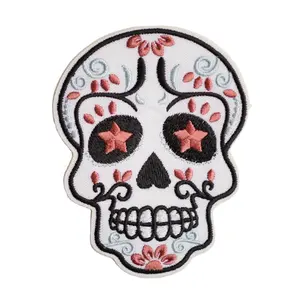 Horror Flower Skeleton Head Back Adhesive Patch Clothing Accessories Advanced Customized Design Embroidery Pattern