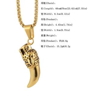 Hip Hop cabeza de perro dientes de lobo impermeable deslustre libre de acero inoxidable joyería de moda colgante <span class=keywords><strong>collares</strong></span> <span class=keywords><strong>para</strong></span> hombre - Product Image 5