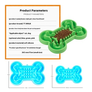 Umwelt freundliches, knochen förmiges Silikon-Haustier mit festem Muster, Slow Food <span class=keywords><strong>Bowl</strong></span>, lustiges und funktionelles Ess zubehör für Ihren pelzigen Freund - Product Image 2