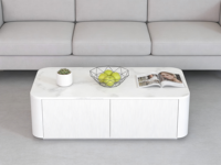 Table basse en bois avec tiroirs de décoration de style moderne avec dessus en PVC à motif marbré pour salon salle à manger hôtel villa appartement