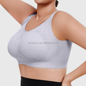 Sujetador sin aros de cobertura total con bordado floral, sujetador de encaje de triple elevación con soporte de 3 capas, sujetadores de talla grande para mujer - Product Image 6