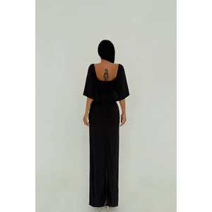 Robe de soirée vintage chic noire ornée de roses, coupe trapèze, avec sequins, taille empire, tailles XS à XL, idéale pour les fêtes d'anniversaire - Product Image 3