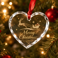 Ornement en verre cristal transparent personnalisé avec citation sur le thème de Noël, souvenir de nuit d'hiver de Noël