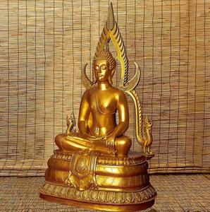 Statue de <span class=keywords><strong>Bouddha</strong></span> dorée de luxe en résine de fibre de verre, grande taille, pour intérieur et <span class=keywords><strong>extérieur</strong></span>, <span class=keywords><strong>Bouddha</strong></span> assis zen thaïlandais avec feuille d'aluminium, objet religieux - Product Image 4