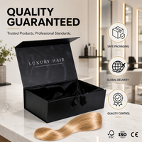 Boîte à cheveux magnétique noire de luxe avec logo personnalisé, doublure en soie, emballage rigide en carton pour perruques et extensions de cheveux